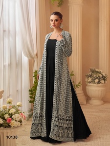 Pure Heavy Chinon <b>Women's</b> Party <b>Kurta</b> with Self Embroidery and Patchwork Design - Product Image 2