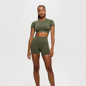 Camiseta Deportiva Corta de Verano 100% Algodón, Ligera, Cuello en V, Secado Rápido, Compresión, Ropa Deportiva para Mujer - Product Image 3