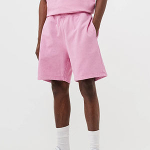 Pantalones Cortos de Algodón Rosa para Hombre, de Color Sólido, Cintura Elástica, Casuales, de Verano, Transpirables, Tejido de Punto, Corte Medio - Product Image 4