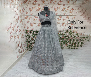 Lehenga indien prêt-à-porter avec dupatta en faux georgette, broderie de sequins, tenue de fête Diwali, tenue Bollywood pour femmes - Product Image 1