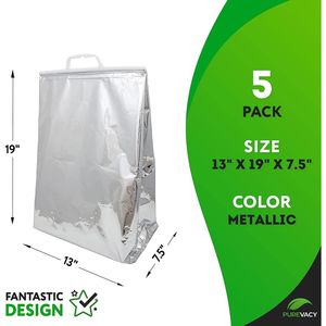 Lot de 5 sacs isothermes en aluminium de 13 x 19 x 7,5 pouces pour le stockage et l'expédition de denrées alimentaires - Product Image 2