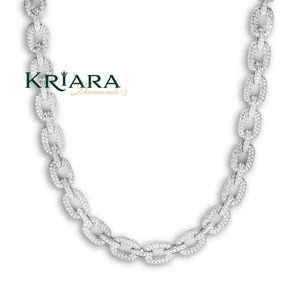 Collar de Cadena con Eslabones de Moissanita, Oro Sólido de 18K, Chapado en Rodio S925, Lujoso, para Compromiso, Estilo Hip Hop, Uso Diario, Unisex - Product Image 1