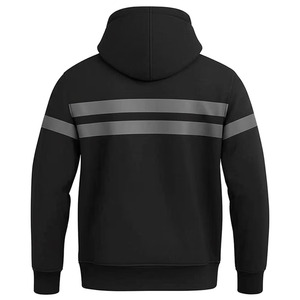 Sudadera con capucha personalizada para motociclistas con diseño de cinta reflectante, completamente forrada en aramida, con armadura de nivel 2 CE, con cierre de cremallera, color negro. - Product Image 2