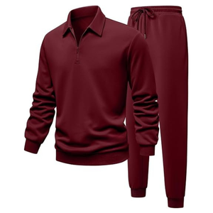 Conjunto Deportivo Casual de Otoño para Hombre, Traje Ajustado de 2 Piezas, Sudadera con Cierre de Media Cremallera y Pantalones Jogger - Product Image 1