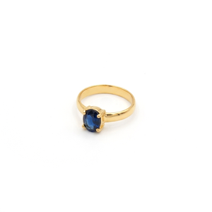 Iolite <b>Ring</b> 6x8mm Oval Checker Cut – Handmade Gold Plated Gemstone <b>Ring</b> with Gold Ball Accents, Violet Blue <b>Statement</b> <b>Rings</b> - Product Image 2