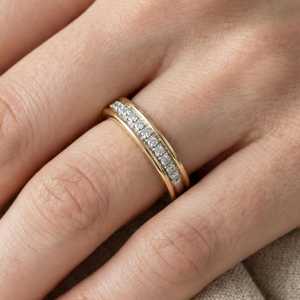Anillo de media eternidad con diamantes de corte redondo de lujo para unisex, cultivados en laboratorio, con oro sólido de 14K, joyería para fiestas para novias. - Product Image 6