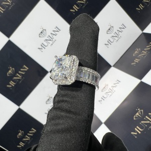 Custom <b>Rings</b> IGI Certified S925 <b>Silver</b> VVS Moissanite Jewelry Radiant Cut Hip Hop Channel <b>Set</b> Engagement <b>Ring</b> Rhodium Plated - Product Image 4