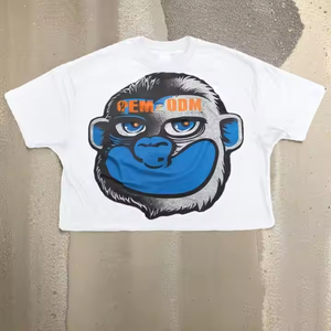 Camiseta Gráfica Extra Grande Personalizada con Estampado de Cara de Mono Azul, 100% Algodón, Ropa Urbana para Hombre, Mujer, Unisex, OEM, ODM, Venta al Por Mayor - Product Image 4