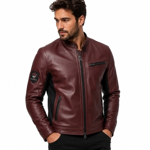 <b>Men</b> Leather <b>Jacket</b> <b>Lightweight</b> Leather Coat Soft Comfortable Fabric Durable Outerwear Classic Style For Daily Wear Travel Casual - Product Image 1