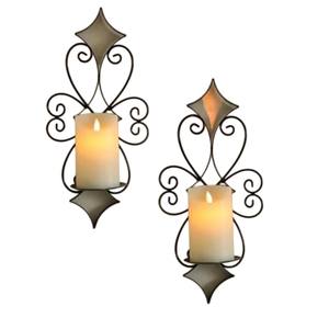Set Of 2 Black Metal <b>Wall</b> Candle Sconces Holders Decorative Iron Pillar Candle Holders <b>For</b> Living Room <b>Bedroom</b> Dining Room - Product Image 6