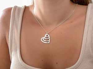 14k Gold Plated Heart Personalized Layered Family Letter <b>Necklace</b> Top Quality <b>Solid</b> 925 Sterling <b>Silver</b> Jewelry Manufacaters - Product Image 2