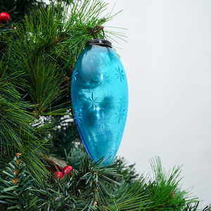 Adorno Navideño de Cristal Turquesa en Forma de Gota, Estrella Grabada, Decoración Vintage para Árbol de Navidad - Product Image 2