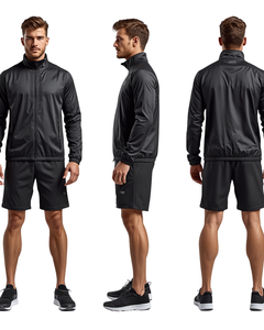 ชุดออกกำลังกายผู้ชาย เสื้อแจ็คเก็ตกันลม กางเกงขาสั้น ชุดสองชิ้น - Product Image 4