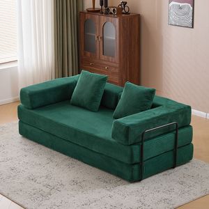 Divano Letto Convertibile Comodo con Supporto Lombare a Cuscino e Braccioli, Futon Lounge Sleeper C-Product - Product Image 1