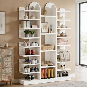 Scarpiera Indipendente in Legno con Ripiano Aperto e Espositore - Product Image 2