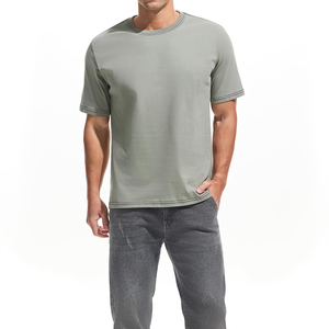 เสื้อยืดแขนสั้นคอกลมสีเทาสำหรับผู้ชาย ผ้าถักเนื้อเจอร์ซีย์ 100% ผ้าฝ้าย ระบายอากาศได้ดี ทรงปกติ สวมใส่สบาย - Product Image 2