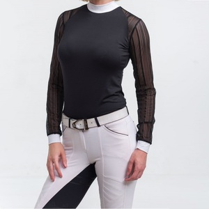 High Quality 4way Stretch Horse Riding Equestrian Shirt Top <b>Base</b> <b>Layer</b> Competition Show Polo Soft Feel Nylon Spandex Technical - Product Image 5