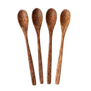 Couverts en Coque de Noix de Coco de Haute Qualité, Durables et Écologiques, Cuillère Naturelle Robuste à Long Manche, Lavable au Lave-Vaisselle, Non Toxique, Idéal pour Desserts et Glaces - Product Image 1