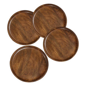 Serveur de charcuterie, 4 assiettes en bois, table à manger en bois d'acacia Offre Spéciale, plateau en bois pour sandwichs et desserts - Product Image 6