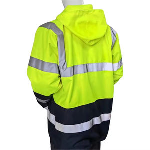 Veste de sécurité d'hiver personnalisée avec logo, col montant, fermeture éclair, imperméable, à capuche – Fabrication de vestes de sécurité - Product Image 3