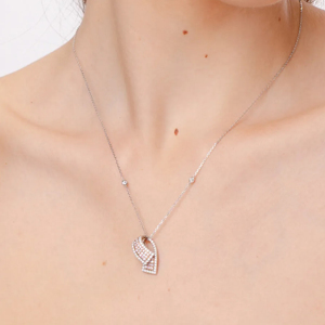Luxury Women's 18K <b>Solid</b> Gold Diamond Pendant <b>Necklace</b> Rhodium Plated Geometric Design Everyday Wear - Product Image 3
