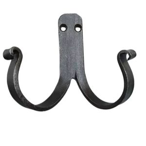 Compre productos al por mayor: Gancho de pared forjado a mano de alta resistencia, doble gancho para sombreros de 65 mm, gancho de hierro con revestimiento negro antiguo, gancho decorativo para abrigos. - Product Image 1