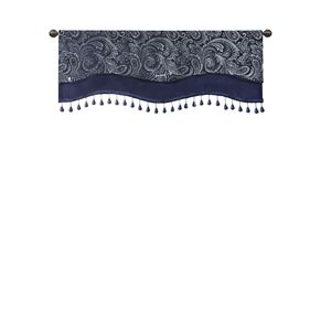 Porta finestra Jacquard Navy tascabili mantovana con perline 50x18 "tende e mantovane Navy - Product Image 5