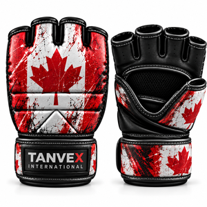 Gants de MMA TANVEX INTERNATIONAL en cuir, demi-doigts, respirants, extensibles, unisexes, motif Union Jack, arts martiaux - Product Image 5
