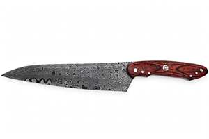 Cuchillo de Cocina Artesanal de Acero de Damasco con Mango de Madera de Palisandro, Herramienta Culinaria para Rebanar - Product Image 6