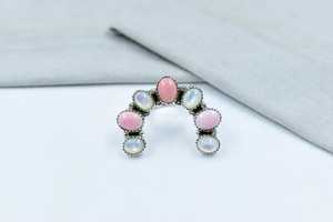 Elegant Handmade Pink Conch Pearl Sterling Silver <b>Adjustable</b> <b>Ring</b> Natural Gemstone Jewelry for Women Wholesale - Product Image 5