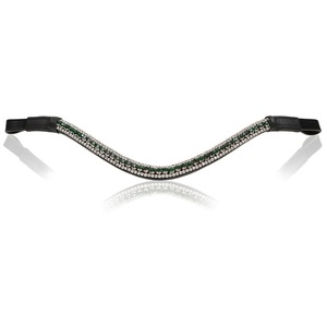 Diadema de cuero genuino para caballo con cristales verdes y blancos personalizados, diamantes de imitación y adornos brillantes, disponible en todas las tallas. - Product Image 4