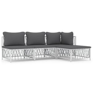 Set Lounge da Giardino Bianco e Grigio Scuro - Product Image 2