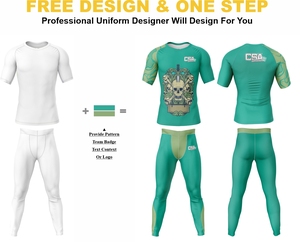 Vêtements de compression respirants pour hommes, vente en gros directe d'usine, design personnalisé, impression numérique par transfert thermique, ensemble de rashguard MMA - Product Image 2