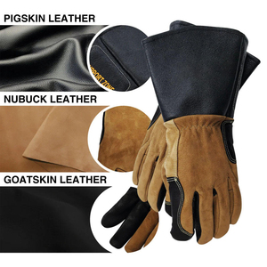Vente directe usine – Gants de soudage en cuir de vachette double couche, longs, ignifuges, doublés polaire, épaissis, résistants à l'usure et au métal fondu - Product Image 4