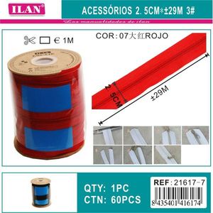 Cerniera Ilan 2,5 cm x 29 m N. 3 Rossa per Cucito e Artigianato - Product Image 3