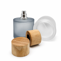 Botellas de Perfume de Vidrio Esmerilado al por Mayor, Botellas de Perfume Redondas de Vidrio en 50ml, 100ml y 150ml con Tapas de Madera