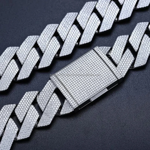 Premium Quality Iced Out Miami Cuban Link Chain with GRA Certified Moissanite Diamond Customized Diamond Jewelry in 925 <b>Silver</b> - Product Image 2