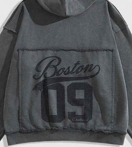 Custom DTG Printing Long Sleeve <b>Zip</b> Up Boxy Hoodie Heavyweight 460 GSM Oversized Streetwear Y2K Distressed Cropped Hoodie for Me - Product Image 4