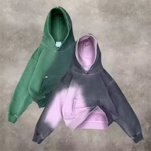 Hoodie court personnalisé en coton lourd et laine française, délavé vintage, coupe décontractée pour homme, coupe-vent et imperméable - Product Image 5