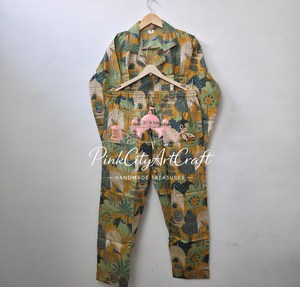 Handmade Winter Cotton Pajama Set for Women Premium Soft Breathable Eco-Friendly Nightwear Long Sleeve Shirt <b>Trousers</b> Gift Her - Product Image 2