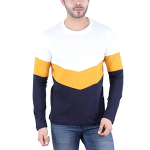 Camiseta de Manga Larga para Hombre, Cuello Redondo, Corte Regular, Diseño Sólido con Detalles en Contraste, Tejido Casual - Product Image 1