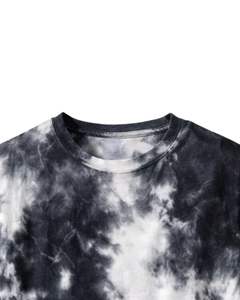 Camiseta personalizada con efecto tie-dye en blanco y negro para hombre, de algodón, estilo casual, streetwear, cuello redondo, manga corta, para verano. - Product Image 5