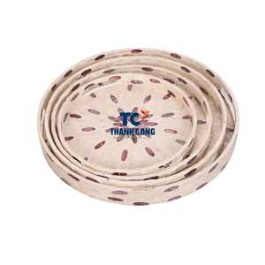 Lujosa bandeja ecológica de nácar con asas hecha a mano en Vietnam, apta para alimentos para uso doméstico y en restaurantes - Product Image 2