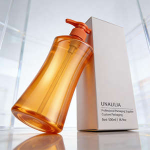 Custom 300ml 500ml Orange PET Plastic <b>Pump</b> Sprayer <b>Bottle</b> for Lotion Shampoo Hair Conditioner Body Wash Skin Care Packaging - Product Image 4