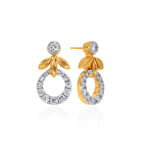 Modern 18K Yellow Gold Plated Floral Stud Earrings with Lab Grown Round Brilliant Cut Diamonds for Women - Product Image 4