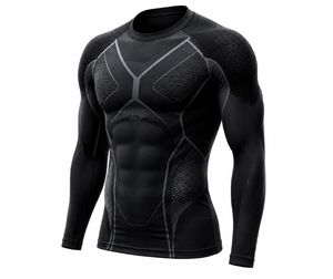 Haut de sport respirant à manches longues et col rond pour homme, anti-UV, en spandex écologique, séchage rapide, avec logo personnalisé imprimé sur le devant - Product Image 2