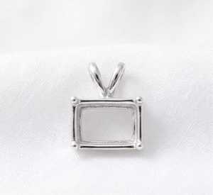 Base de Plata de Ley 925 Sólida para Colgante con Bisel de Esmeralda, 10x8mm, Semimontura en Blanco, Pre-entallada para Gema - Product Image 4