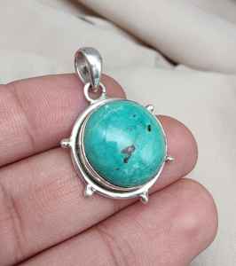 Colgante de Turquesa Azul, Plata de Ley 925, Joyería de Piedras Preciosas Naturales Hecha a Mano, Proveedor Mayorista - Product Image 5