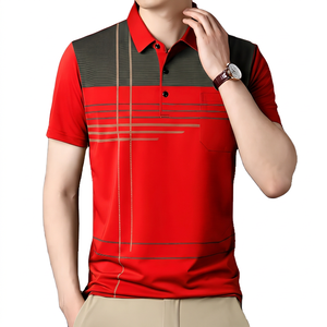 Polo de Manga Corta para Hombre, Estampado Verde, Tejido de Punto, Secado Rápido, Casual, con Diseño de Bolsillo - Product Image 4