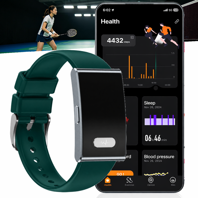 ETQ17 Premium Screenless Smart Bracelet ECG HRV Activity Tracker Body Composition Stress Monitor Remote Care IP68 Stainless